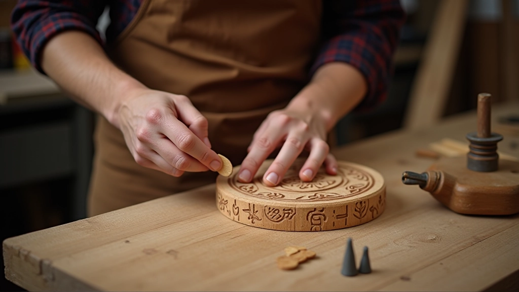 Traditional Lithuanian wood carving demonstration with intricate kryždirbystė patterns